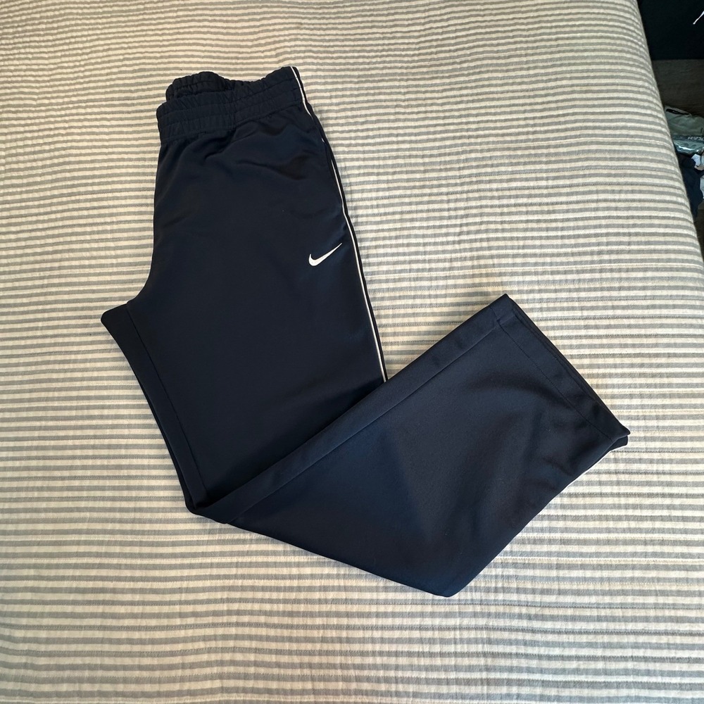 Vintage Nike Mens Track Pants Navy Blue White Piping Logo XL Athletic Joggers